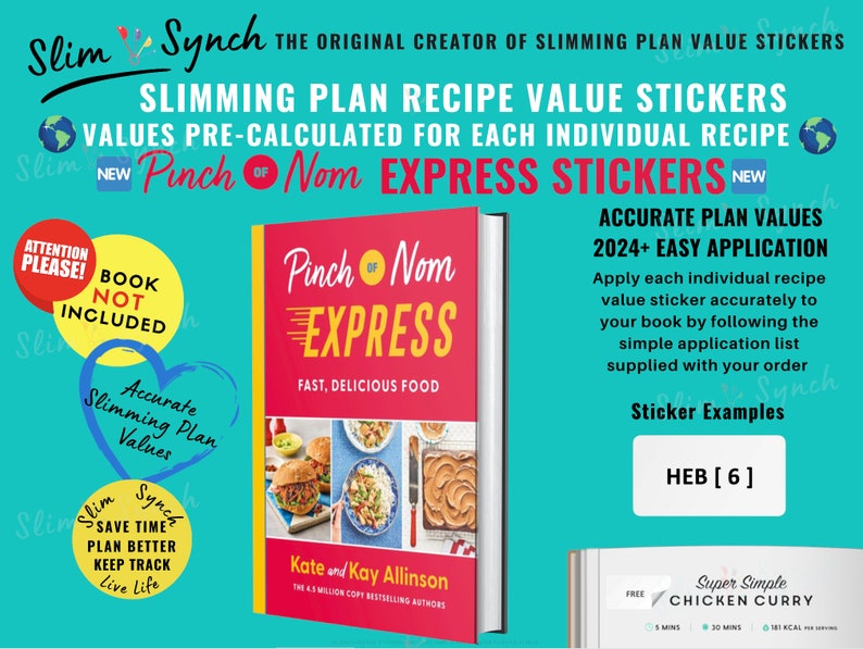Pinch of Nom STICKERS for EXPRESS Individual 2024 Recipe Values for each recipe. image 1