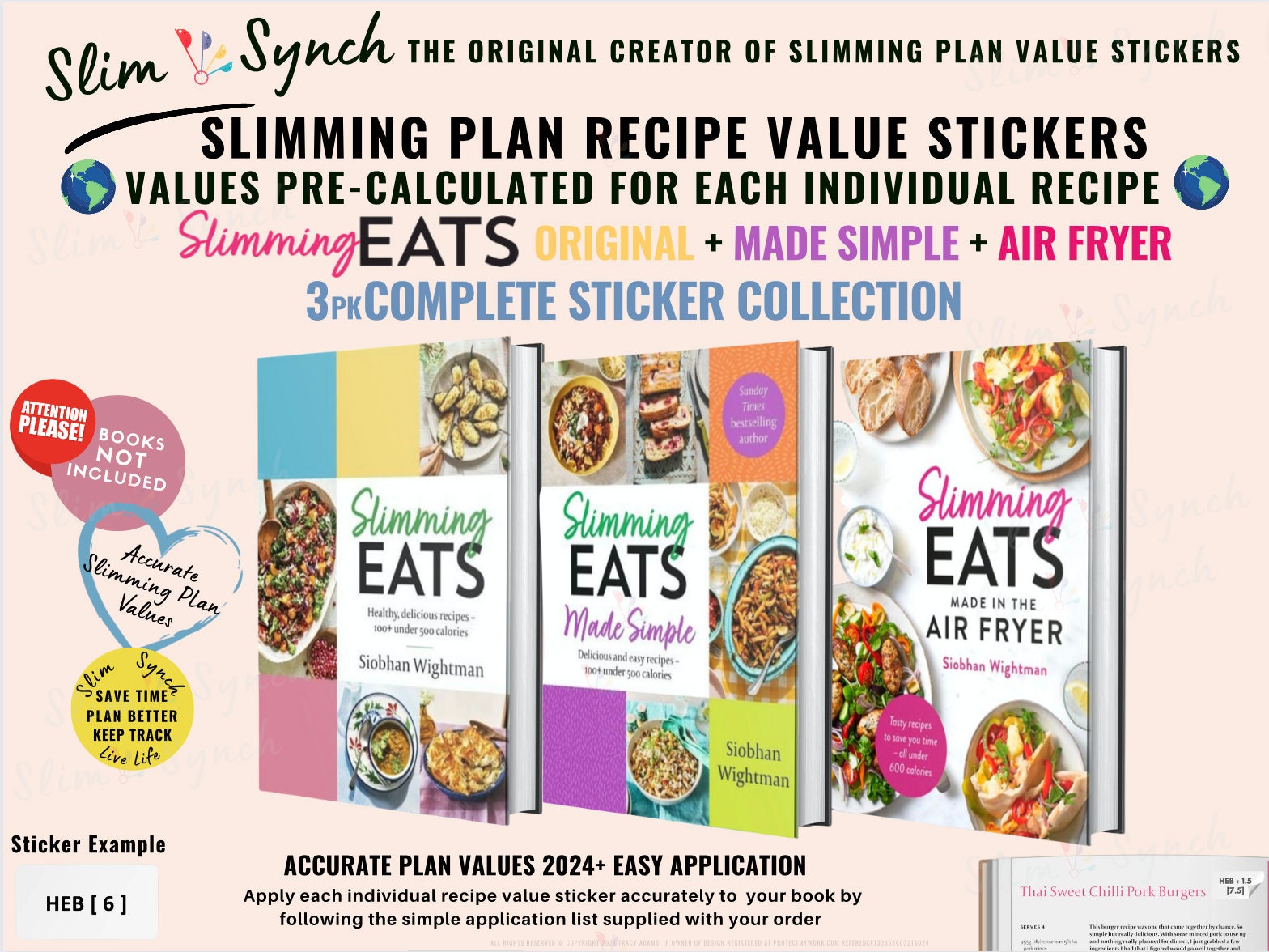 Slimming Eats STICKERS 3pk Original,made Simple Air Fryer Recipes