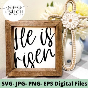 He is Risen SVG | Easter Cut File | Christian Quote SVG | Cricut | Silhouette | Christian Svg | Digital Downloads | Easter Sign SVG