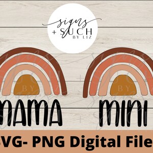 Boho Mama and Mini SVG | Mini Me shirt Ideas | Mother's Day | Baby Shower Ideas | Boho Rainbow | Little Girl Shirts | Cricut SVG |