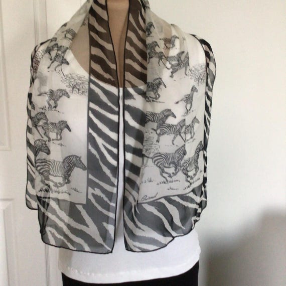 Prancing Zebras rectangular signed Burmel scarf - image 3