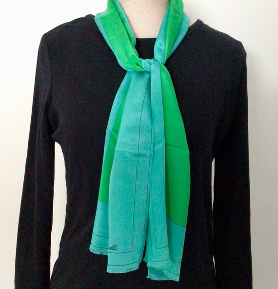 Lovely silk signed Revelli rectangular long scarf - image 2