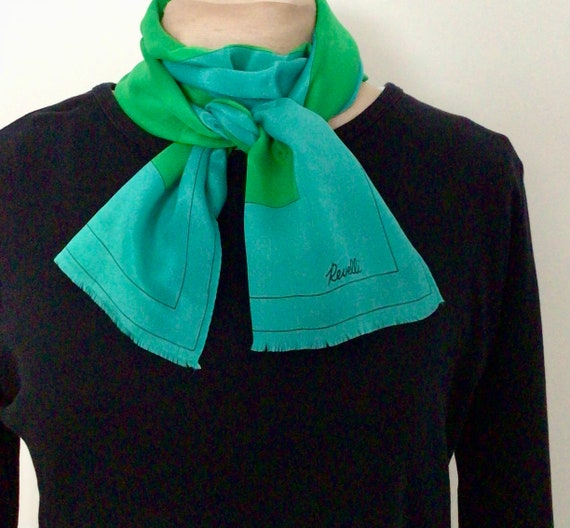 Lovely silk signed Revelli rectangular long scarf - image 1