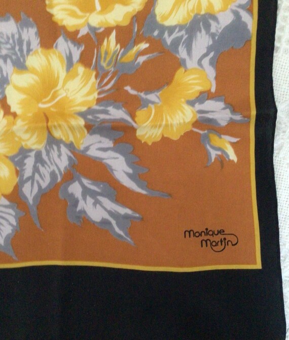 Designer signed rectangular silk scarf, Monique M… - image 3