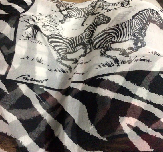 Prancing Zebras rectangular signed Burmel scarf - image 8