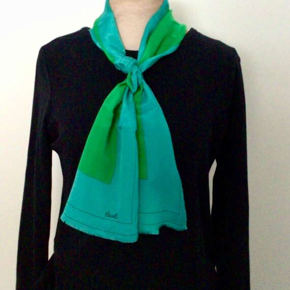 Lovely silk signed Revelli rectangular long scarf - image 7