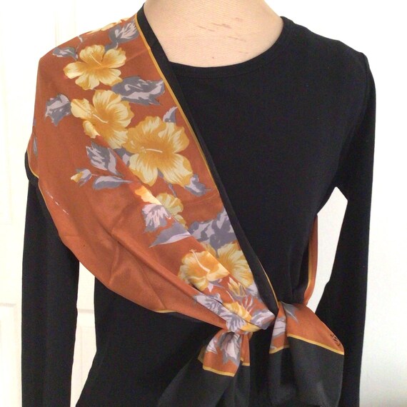 Designer signed rectangular silk scarf, Monique M… - image 2