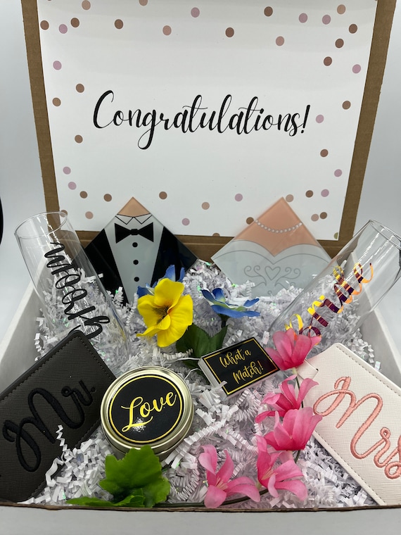 Congratulations Gift Set for Couple, Gift Basket for Couple, Mr. & Mrs.,  Engagement Gift Set, Wedding Gift Set for Couple, Gift Basket 