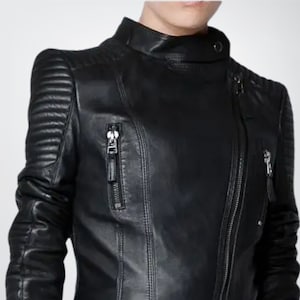 Women 100% Genuine Soft Lambskin Ribbed Motocross Leather Jacket, Ladies Biker Jacket, Sheepskin Biker Jacket Gift for Biker Women