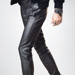 Men&#39;s Custom Made Genuine Leather Pants, Biker Leather Jeans Black Pants Gift for Men, Hand Crafted Genuine Black Gay Leather Party Pants