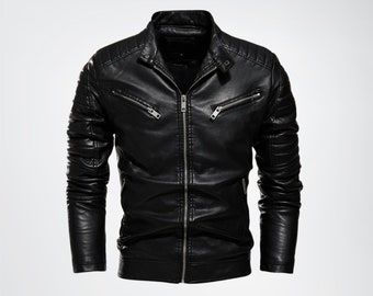 Men's Genuine Quilted Leather Jacket, Leather Jacket for Men