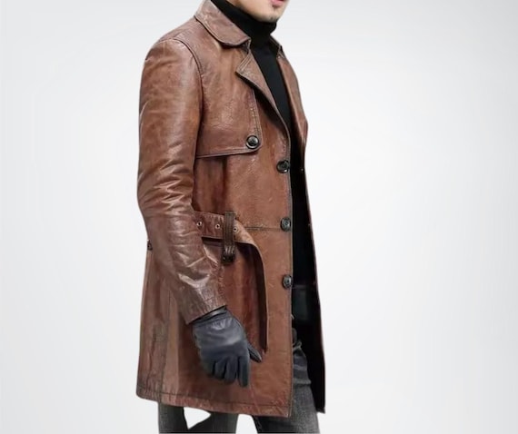 【LEATHER MID LENGTH DAPPER COAT】 LEATHER MID LENGTH DAPPER COAT】cow leather - Time is on