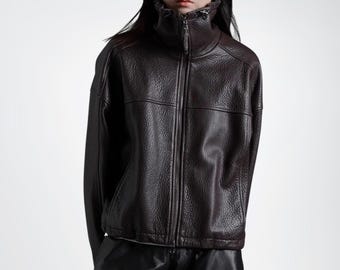 T*K様 90s short leather down jacket T*K様 90s short leather down jacket 90s Vtg short real leather