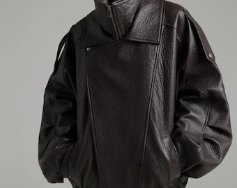 レディースオーバーサイズ本革ボンバージャケット、レディースレザー