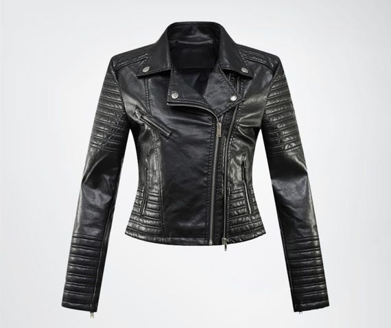 Women 100% Genuine Soft Lambskin Ribbed Motocross Leather