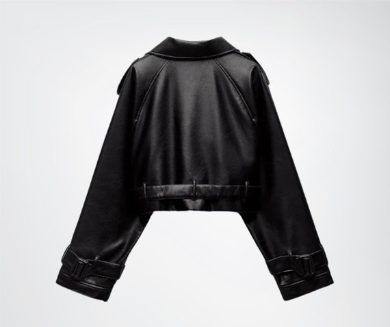 Women Cropped Genuine Soft Lambskin Leather Jacket, Ladies Biker