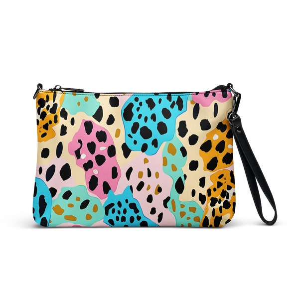 Vegan Leather Crossbody bag, Leather Purse for Women with removable Strap, Leopard Print Makeup Bag, Leather Bags for Women with Strap