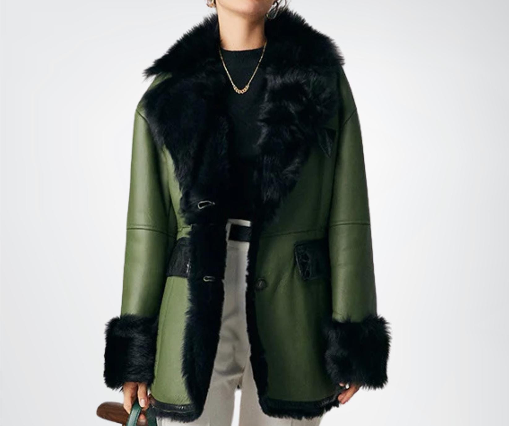 コート V73 Women Shearling 73C18BM05JANEVERDE Green Green Shearling Coat - Etsy