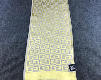 Vintage Givenchy Silk Scarf Yellow 4G Logo Monogram Foulard, Designer Sheer Silk Wrap, Luxury Paris Fashion Accessory, Made in Japan Moonbat