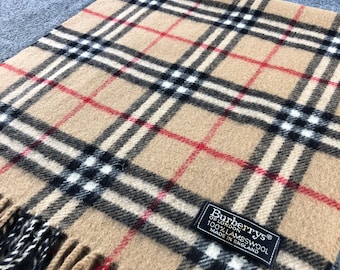 Vintage Burberrys Scarf, Authentic Check Lambswool Scarf Made in