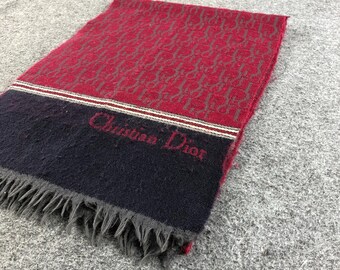 Vintage Christian Dior Scarf, Brown Lambswool Winter Muffler