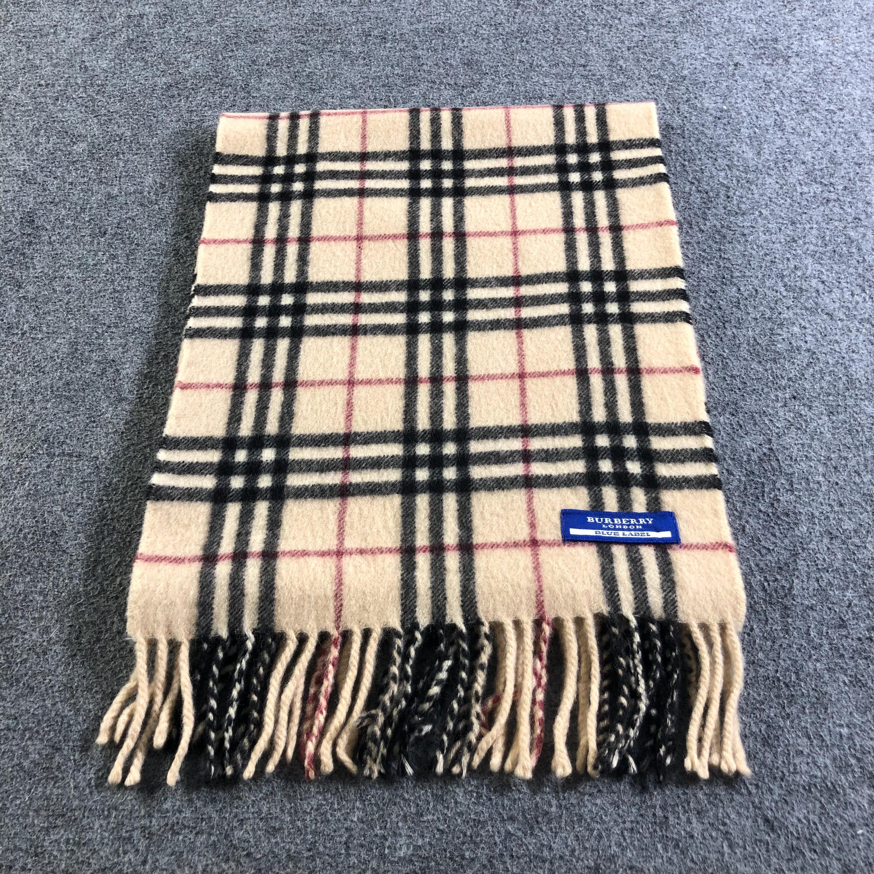 Vintage Burberry London Blue Label Scarf, Nova Check Cashmere Wool