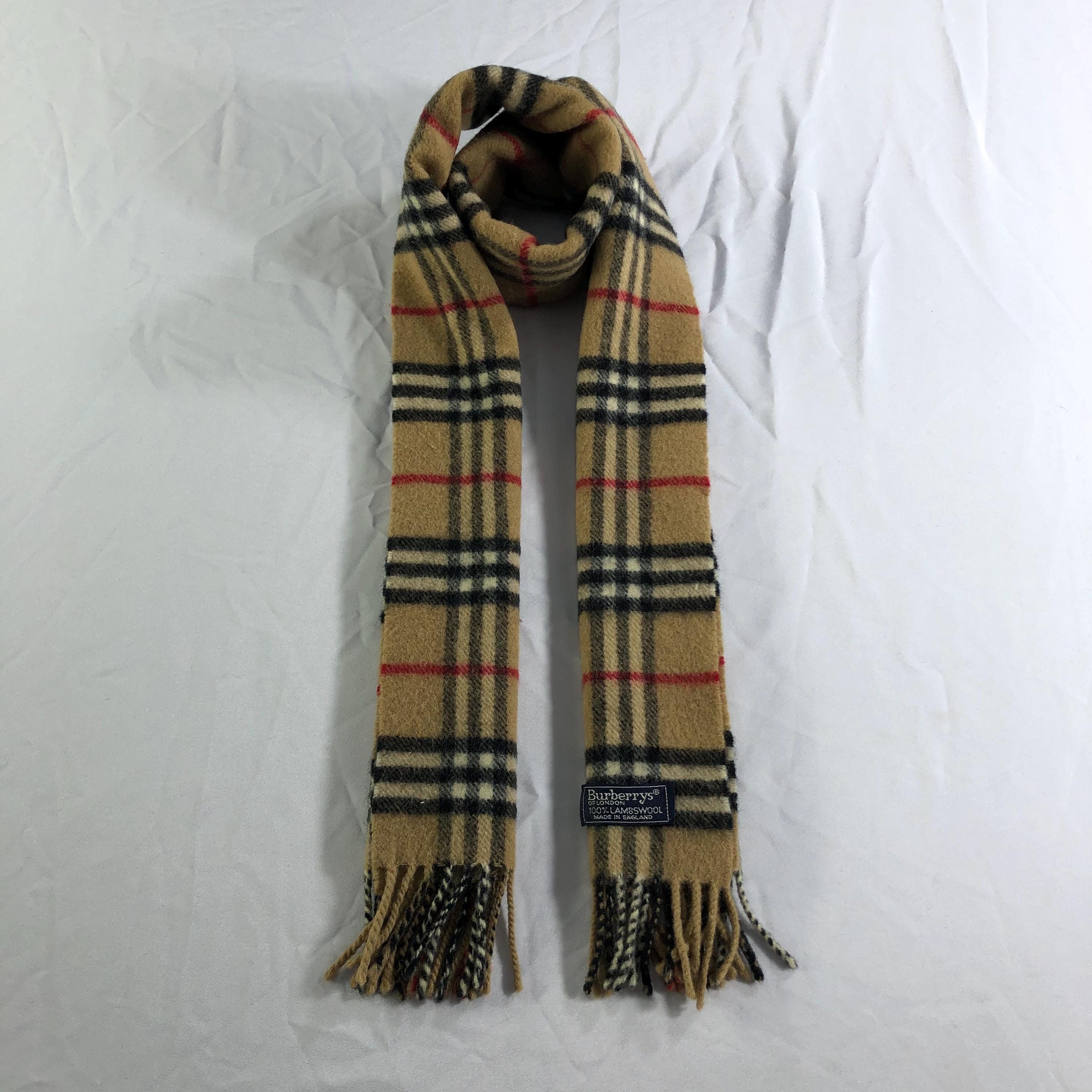 Vintage Burberrys of London Scarf, 100% Lambswool Nova Check