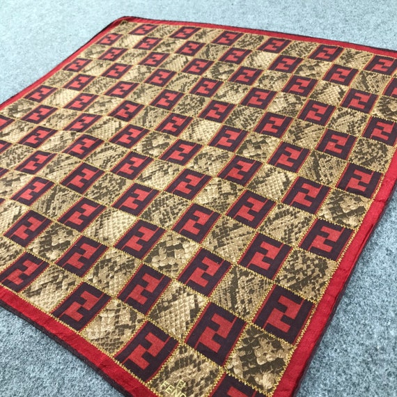 Vintage Fendi Handkerchief, Fendi Neck Scarf, Vintage Fendi Bandana, Fendi  Roma Scarf, Fendi Pocket Square, Vintage Fendi Head Scarf