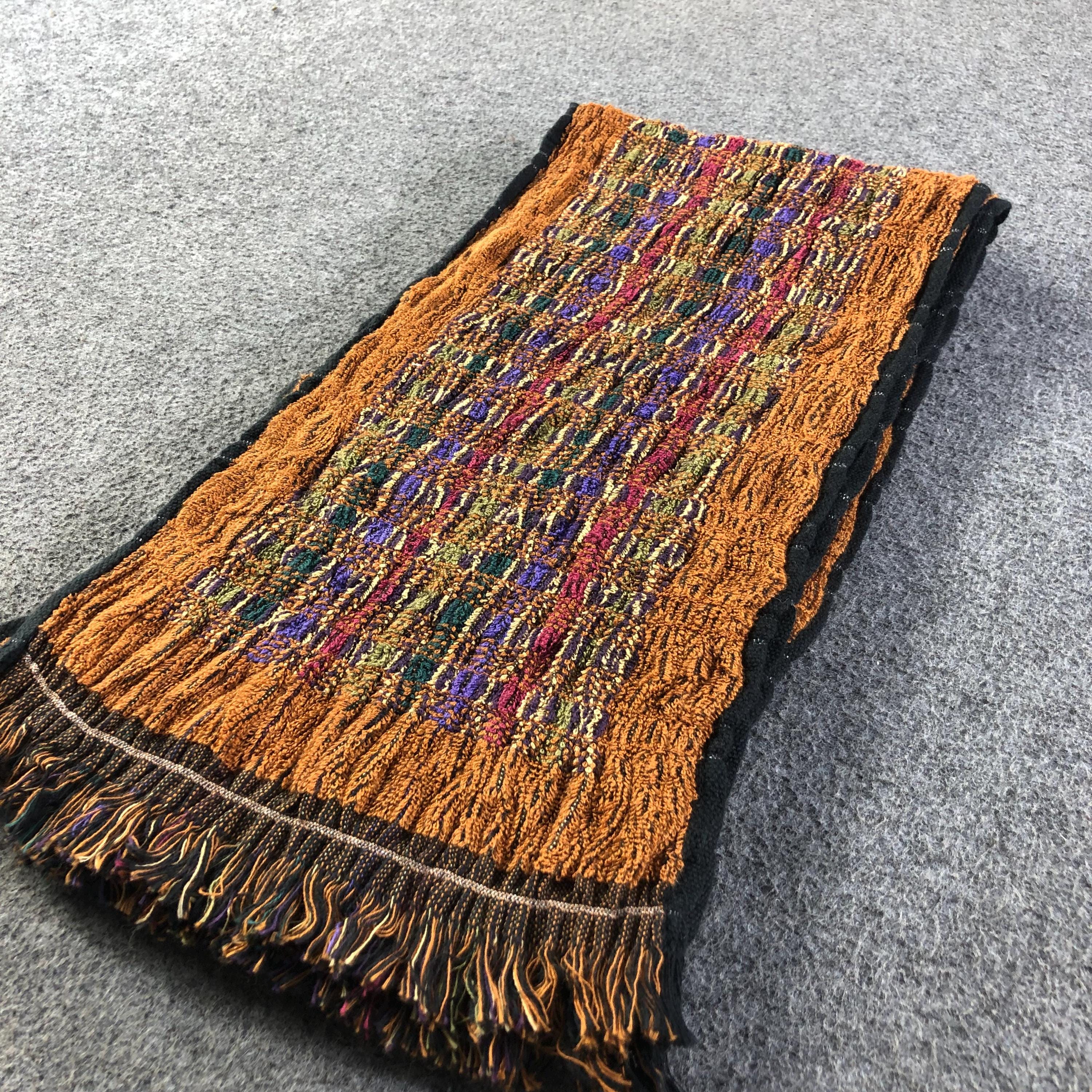 Vintage Missoni Italy Scarf, Orange Textured Cotton Knit, Made in