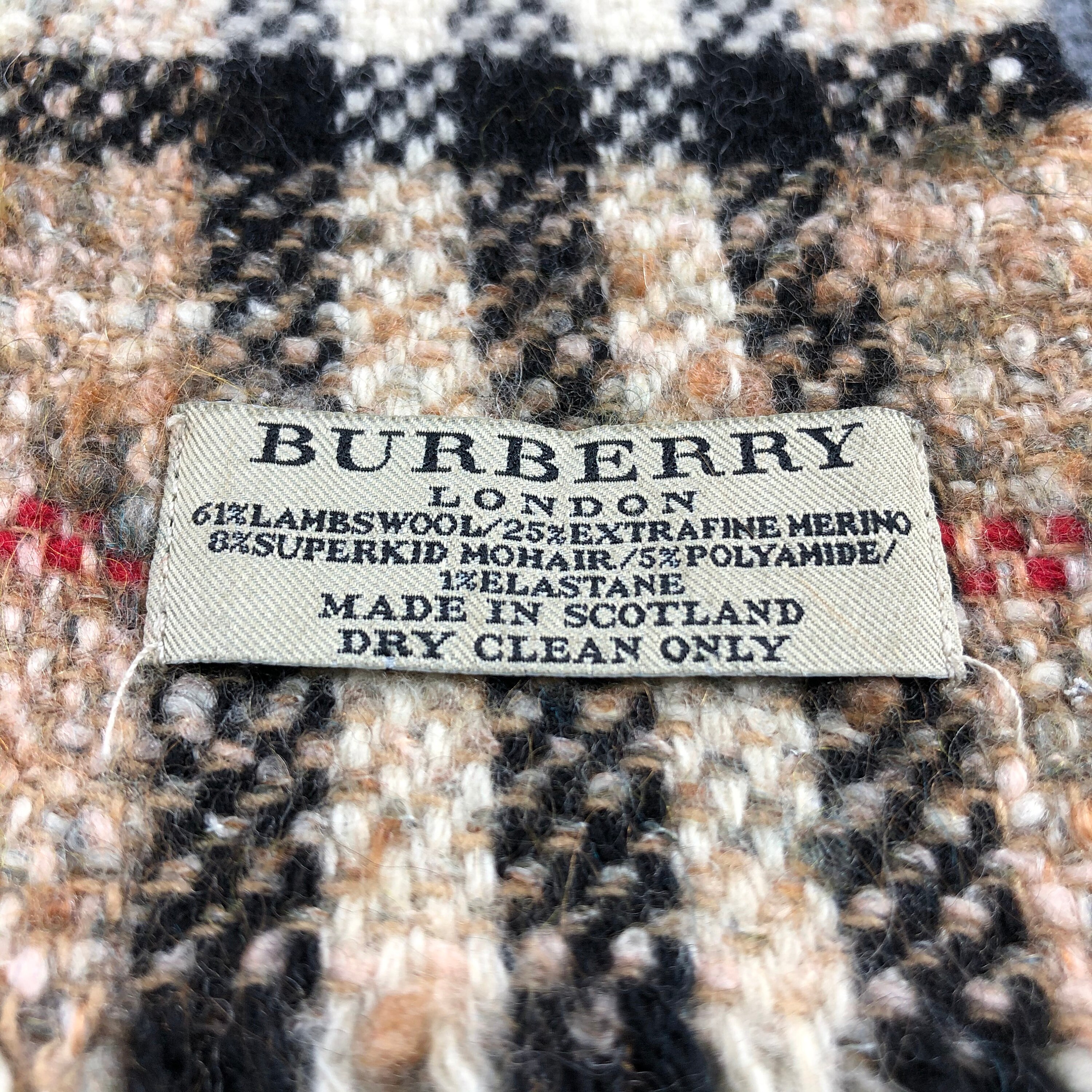 Vintage Burberry London Scarf, Nova Check Plaid, Made in Scotland