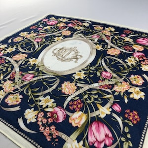 Vintage Dior Floral Handkerchief, Dior Bandana, Vintage Dior Pocket Square, Christian Dior Handkerchief, Vintage Dior Unisex Neck Scarf