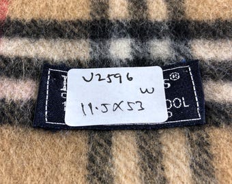 Vintage Burberrys of London Plaid Scarf, 100% Lambswool Made in