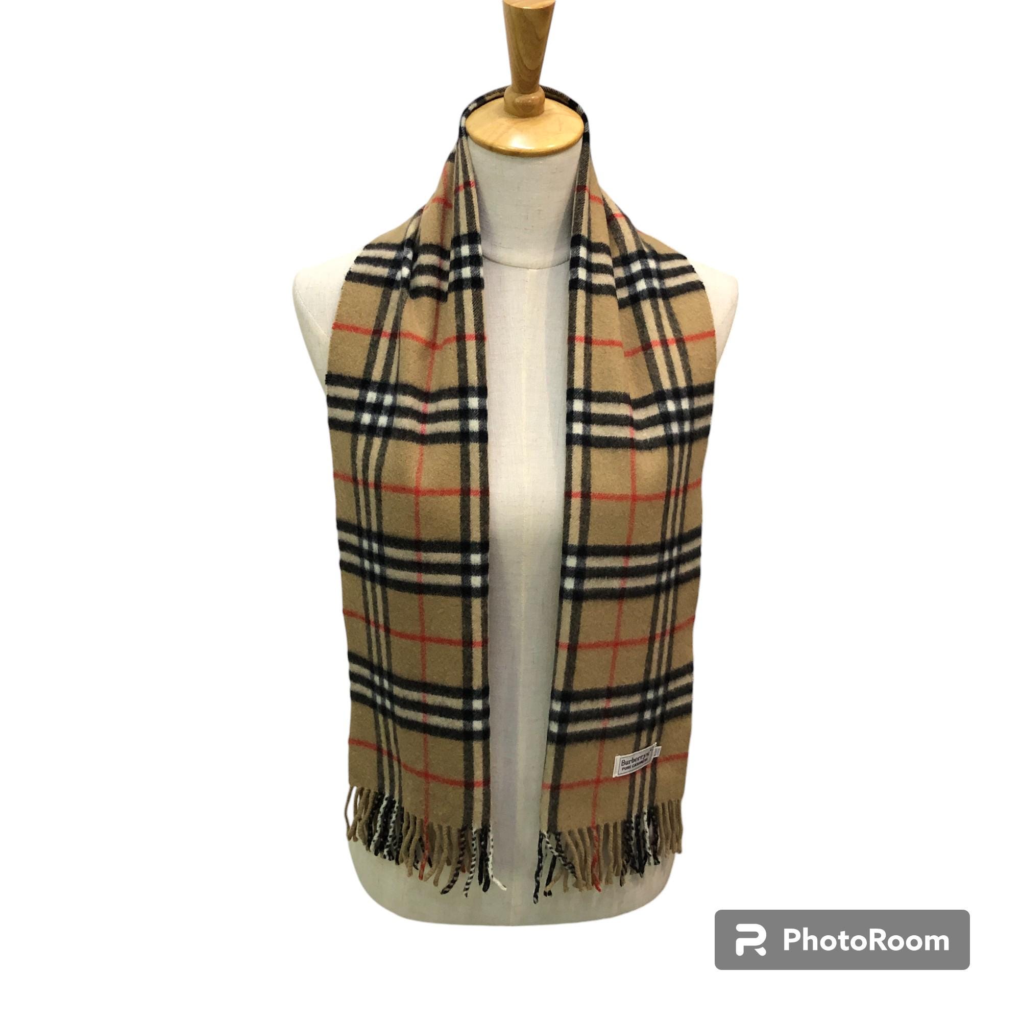 Vintage Burberrys Cashmere Scarf Classic Nova Check Beige Scarf