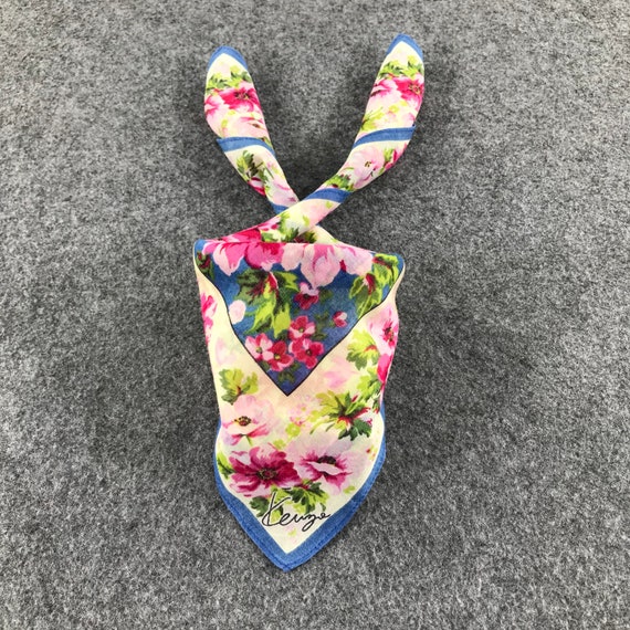 Kenzo Neckerchief Kenzo Silk Scarves Luxury Facemask Pocket Square Floral Handkerchief Vintage Handkerchief
