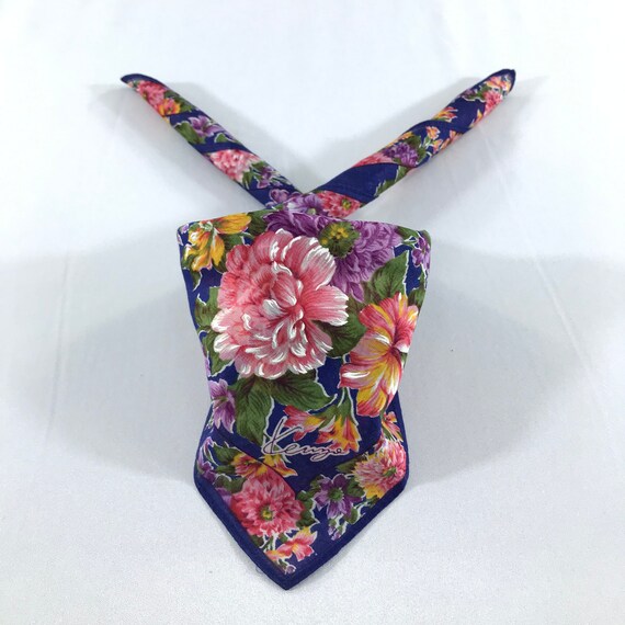 Kenzo Neckerchief Kenzo Silk Scarves Luxury Facemask Pocket Square Floral Handkerchief Vintage Handkerchief