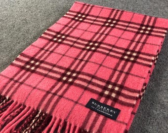 Vintage Burberry Pink Scarf Burberry Scarf Vintage Burberry Muffler Authentic Burberry Scarf Winter Soft Cashmere Scarf Winter Neck Wear