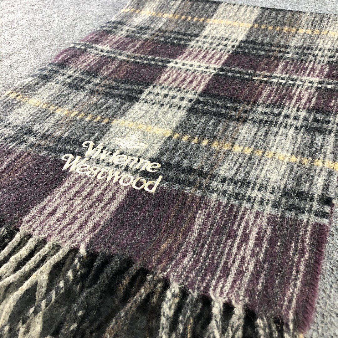 Vintage Vivienne Westwood Plaid Scarf, Made in Italy Lana Wool