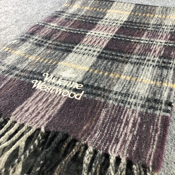 Vintage Vivienne Westwood Plaid Scarf, Made in Italy Lana Wool