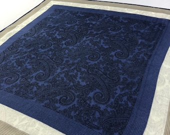 Vintage Givenchy Handkerchief Scarf, Blue Paisley Pattern Cotton Pocket Square, Luxury Designer Bandana, Unisex Fashion Accessory