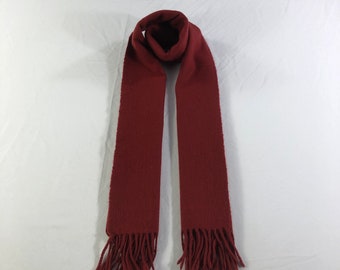 Vintage Hermes Unisex Cashmere Scarf, Red Luxury Winter Muffler