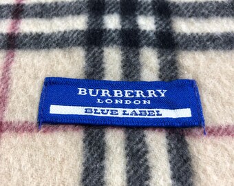Vintage Burberry London Blue Label Scarf, Nova Check Cashmere Wool