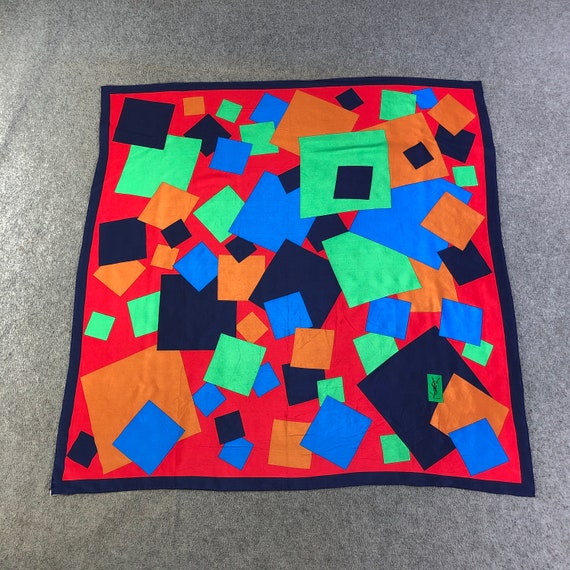 Vintage Yves Saint Laurent Silk Scarf, YSL Foulard Geometric