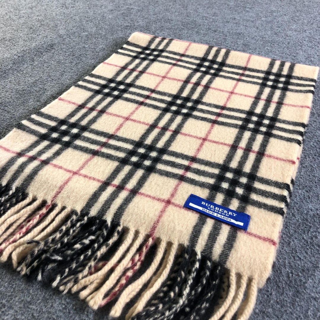 Vintage Burberry London Blue Label Scarf, Nova Check Cashmere Wool