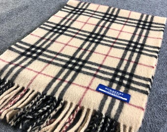 Vintage Burberry London Blue Label Scarf, Nova Check Cashmere Wool