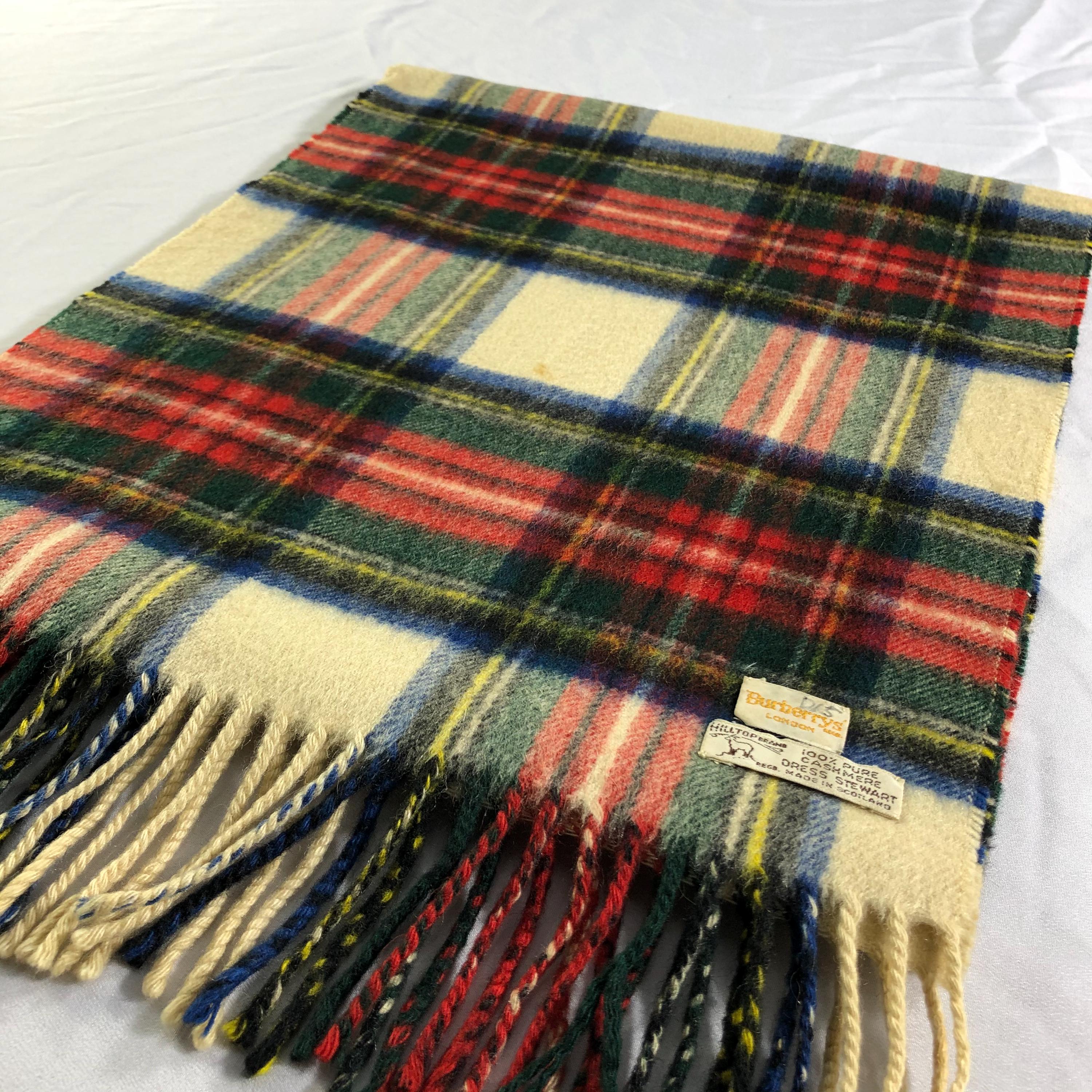 Vintage Burberrys London Cashmere Scarf, Dress Stewart Plaid