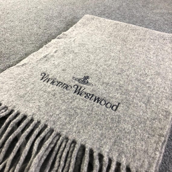 Vintage Vivienne Westwood MAN Grey Wool Cashmere Scarf Unisex