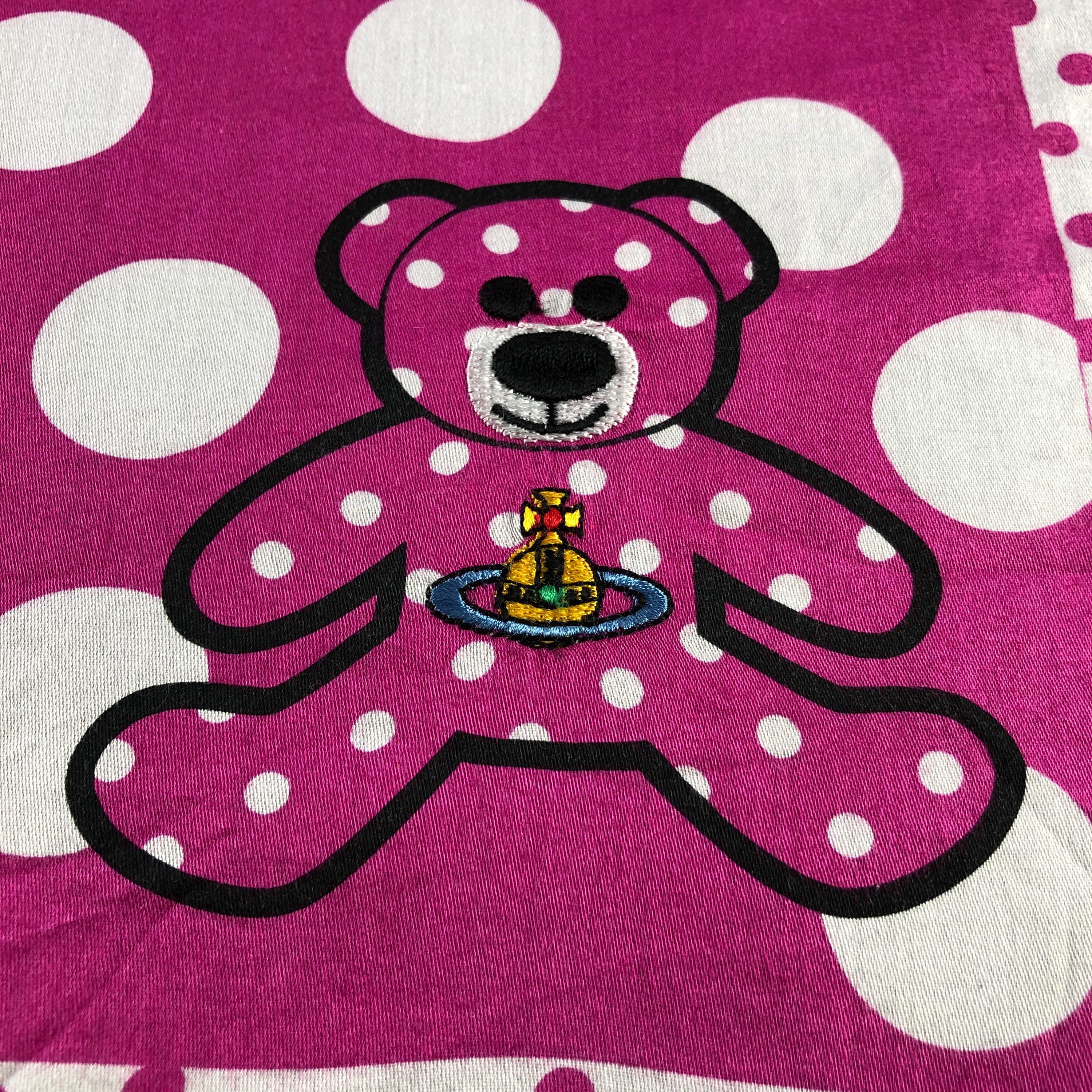 Vintage Vivienne Westwood Pink Polka Dot Bandana Embroidered Teddy