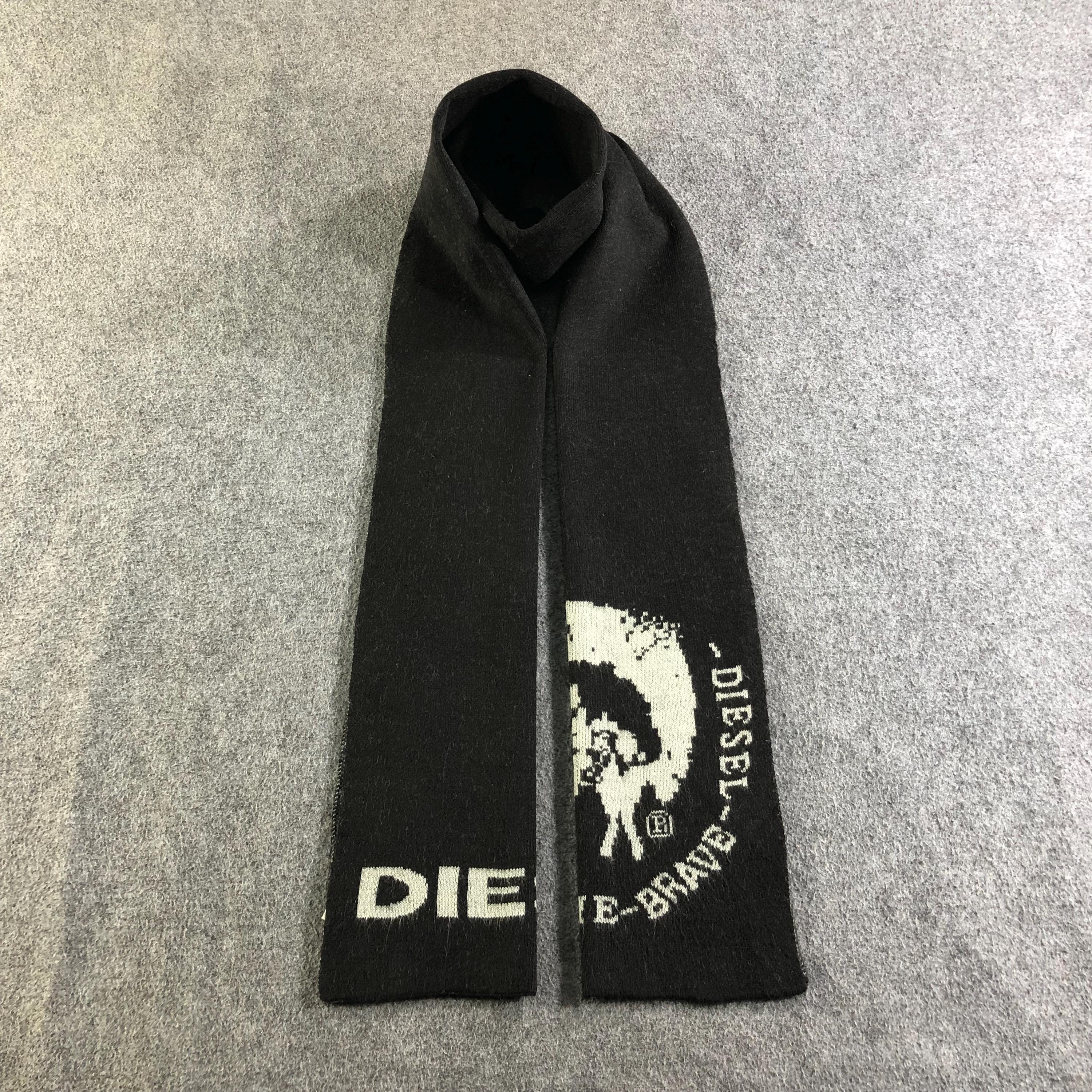 Buy Vintage Diesel Only the Brave Mohawk Logo Knit Scarf, Black 