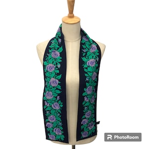 Vintage Ken Scott Floral Silk Scarf, Twill Silk Scarf, Vintage Silk Muffler, Vintage Neck Scarf, Vintage Neck Accessories Vintage Silk Scarf