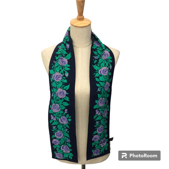 Ken Scott Silk Scarf Floral Luxury Muffler Scarf … - image 1